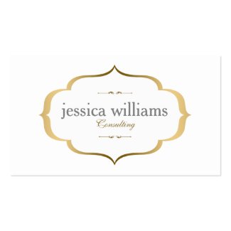 White And Gold Vintage Frame Double-Sided Standard Business Cards (Pack Of 100)