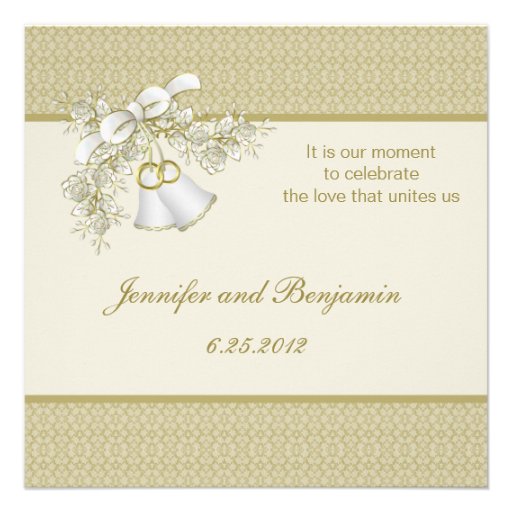 White and Gold Wedding Invitation from Zazzle