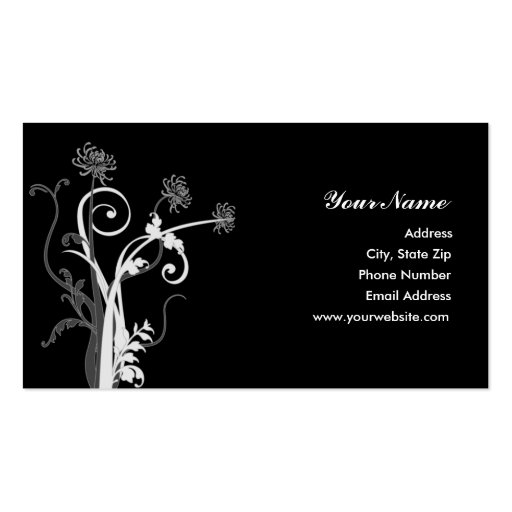 White and Gray Mum Silhouette Business Card Template