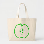 White and Green Apple Half. Canvas Bags