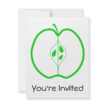 White and Green Apple Half. Invitation