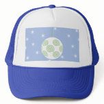 White and Green Christmas Bauble. On Starry Blue. Mesh Hats