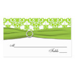 White and Green Damask Placecards Business Card