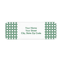 White and Green Diamond Pattern address label