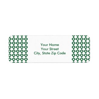 White and Green Diamond Pattern address label