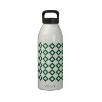 White and Green Diamond Pattern water bottles