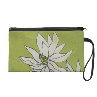 White and green flower wristlet clutch