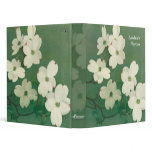 White and Green Flowers 1 inch Binder