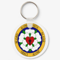 White And Green Luther Rose keychains by lutheranwear White And Green Luther Rose keychains