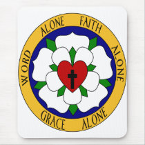 White And Green Luther Rose Mouse Pads