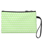 White and Green Polka Dot Pattern. Spotty. Wristlet Clutch