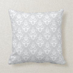 White and Grey Damask Pattern Pillows