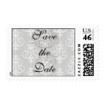 white and grey swirl elegance damask pattern postage