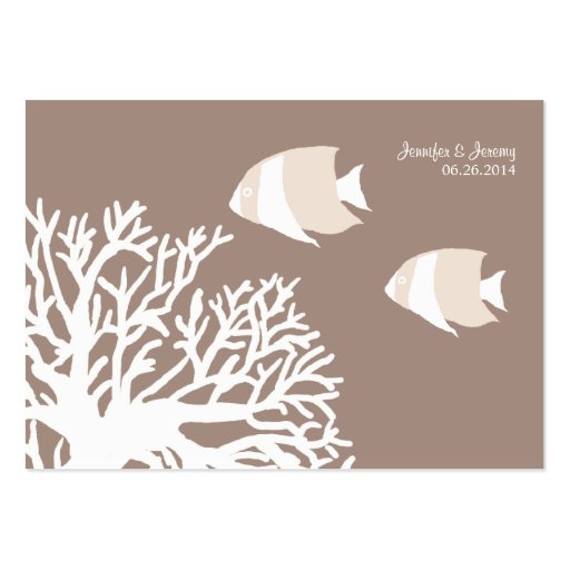 White and Ivory Tropical Fish Seating Card Business Card Templates (back side)