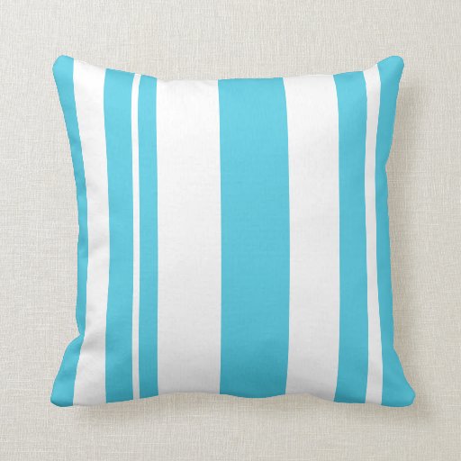 White and Light Blue Striped throw pillow Zazzle