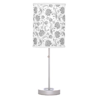 White And Light Gray Floral Damasks Desk Lamps