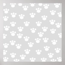 White and Light Gray Paw Print Pattern.