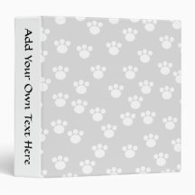 White and Light Gray Paw Print Pattern. Binder