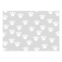 White and Light Gray Paw Print Pattern. Business Card Template