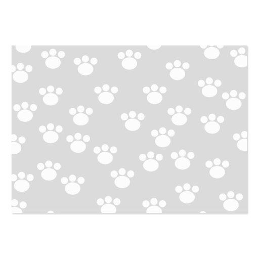 White and Light Gray Paw Print Pattern. Business Card Template