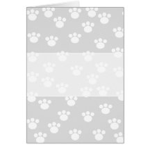 White and Light Gray Paw Print Pattern. Greeting Cards