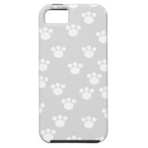 White and Light Gray Paw Print Pattern. iPhone 5 Cases