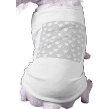 White and Light Gray Paw Print Pattern. Doggie Tee