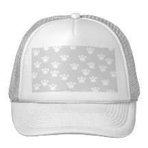 White and Light Gray Paw Print Pattern. Hat