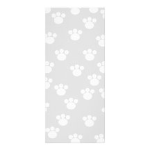 White and Light Gray Paw Print Pattern. Personalized Invite
