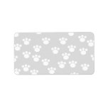 White and Light Gray Paw Print Pattern. Custom Address Label