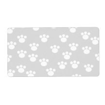 White and Light Gray Paw Print Pattern. Custom Shipping Label
