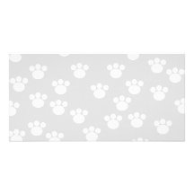 White and Light Gray Paw Print Pattern. Personalized Photo Card