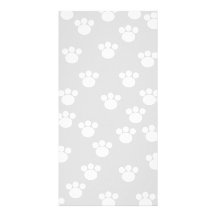 White and Light Gray Paw Print Pattern. Picture Card