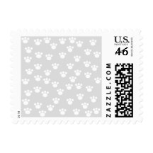 White and Light Gray Paw Print Pattern. Postage