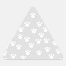 White and Light Gray Paw Print Pattern. Triangle Stickers