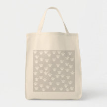 White and Light Gray Paw Print Pattern. Tote Bag