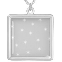White and Light Gray Star Pattern. Necklace