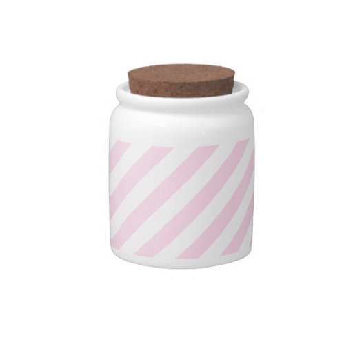 White and Light Pink Stripes. Candy Jar