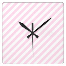 White and Light Pink Stripes. Square Wallclock