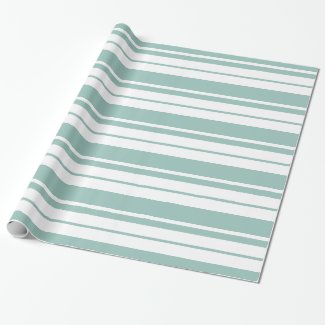 White And Mint-Green Stripes Pattern Wrapping Paper