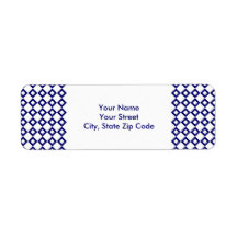 White and Navy Diamond Pattern address label