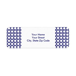 White and Navy Diamond Pattern address label