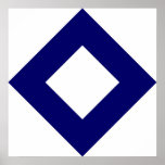 White and Navy Diamond Pattern Print