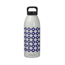 White and Navy Diamond Pattern water bottles