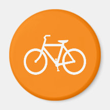 White and Orange Bike Refrigerator Magnets