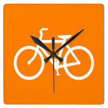 White and Orange Bike Wallclock