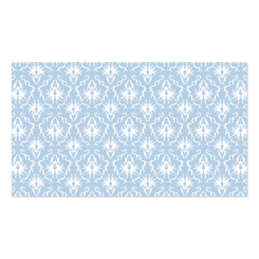 White and Pale Blue Damask Design. Business Card Template (front side)