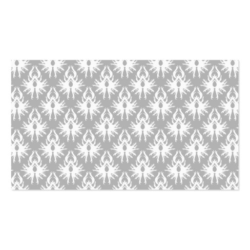 White and Pale Gray Damask Pattern. Business Card (back side)
