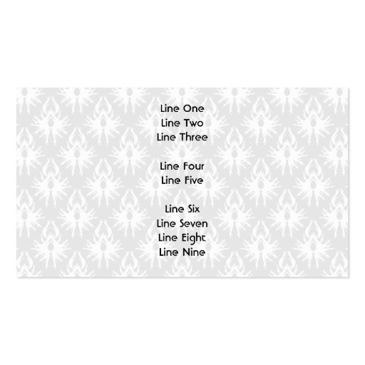 White and Pale Gray Damask Pattern. Business Card (front side)