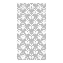 White and Pale Gray Damask Pattern. Personalized Photo Card